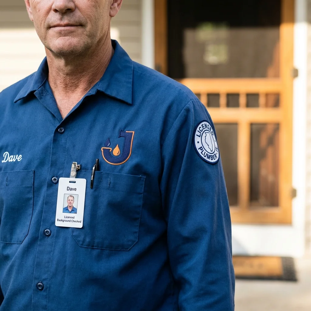 Licensed plumber showing ID badge in Spencer, IA